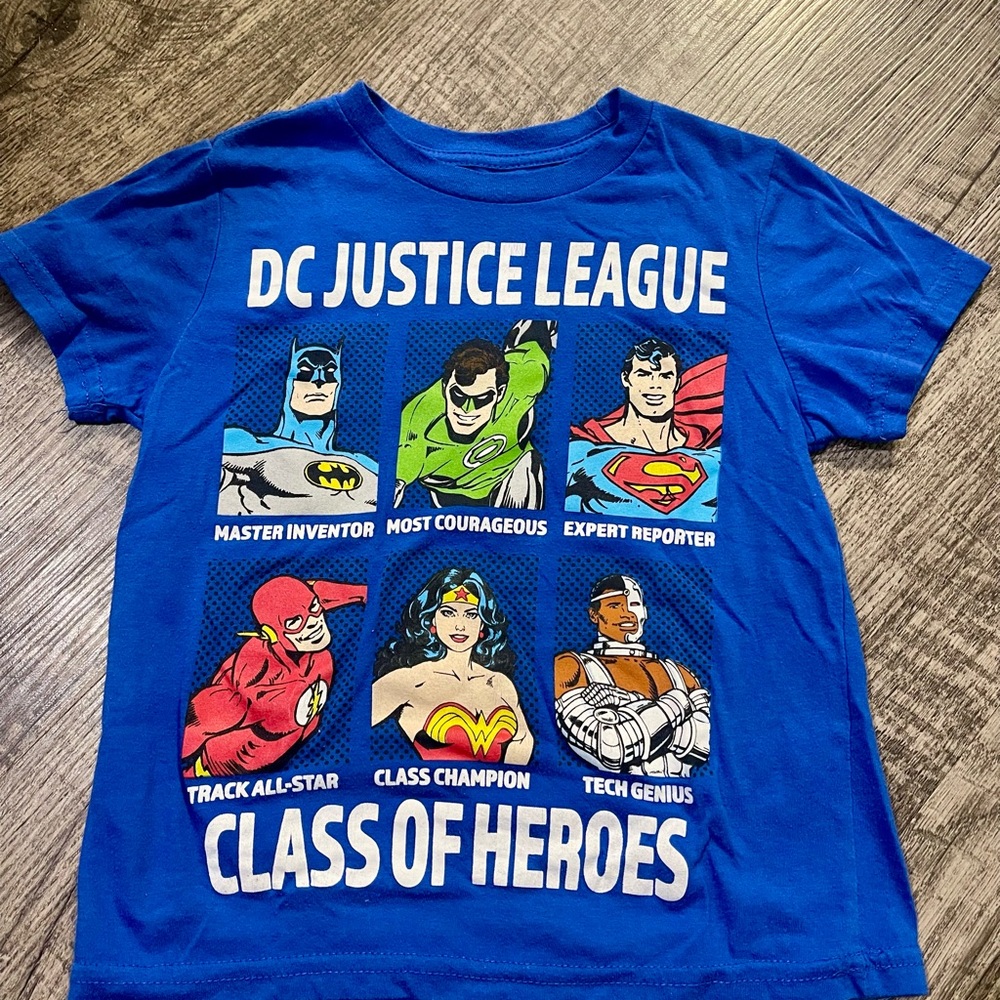 DC Justice League Kids Superhero T-Shirt - Blue - XS